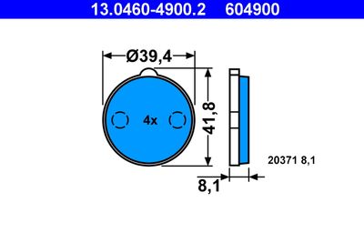 13046049002 ATE Комплект тормозных колодок, дисковый тормоз