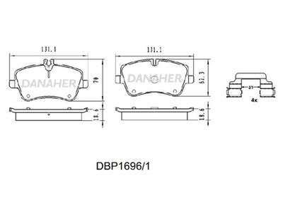 DBP16961 DANAHER Комплект тормозных колодок, дисковый тормоз