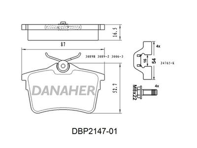 DBP214701 DANAHER Комплект тормозных колодок, дисковый тормоз