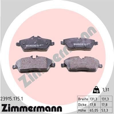 239151751 ZIMMERMANN Комплект тормозных колодок, дисковый тормоз