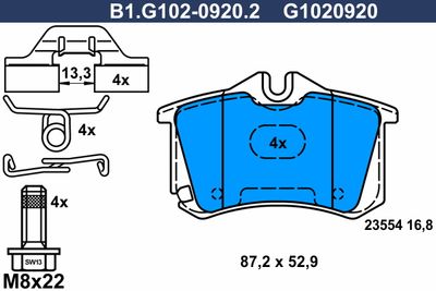 B1G10209202 GALFER Комплект тормозных колодок, дисковый тормоз