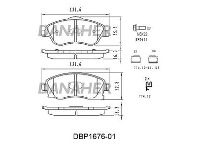 DBP167601 DANAHER Комплект тормозных колодок, дисковый тормоз