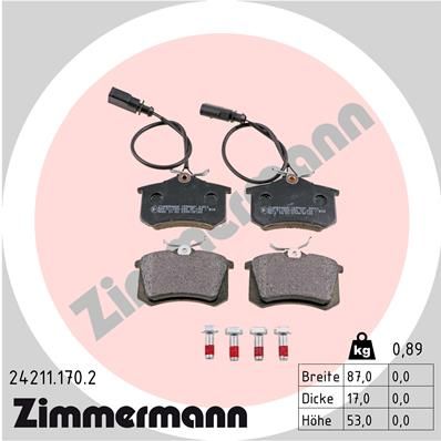 242111702 ZIMMERMANN Комплект тормозных колодок, дисковый тормоз