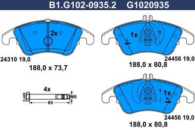 B1G10209352 GALFER Комплект тормозных колодок, дисковый тормоз