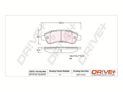 DP1010100910 Dr!ve+ Комплект тормозных колодок, дисковый тормоз