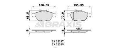 AB0061 BRAXIS Комплект тормозных колодок, дисковый тормоз