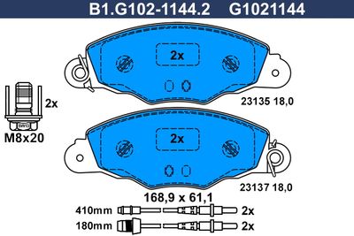 B1G10211442 GALFER Комплект тормозных колодок, дисковый тормоз