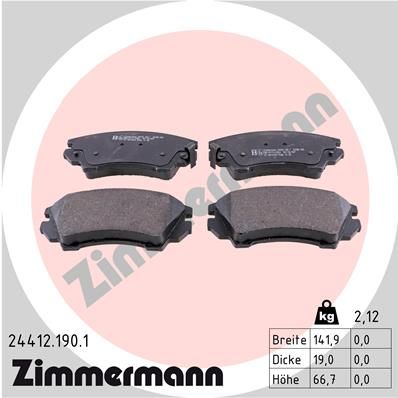 244121901 ZIMMERMANN Комплект тормозных колодок, дисковый тормоз