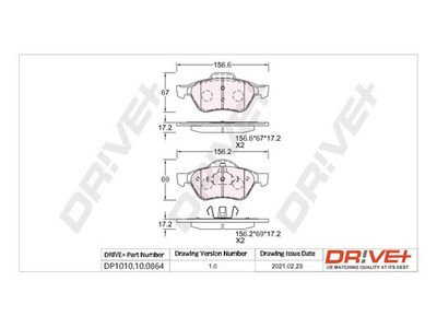 DP1010100864 Dr!ve+ Комплект тормозных колодок, дисковый тормоз