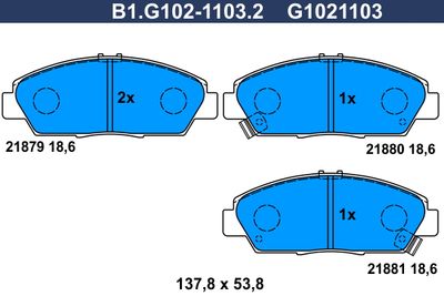 B1G10211032 GALFER Комплект тормозных колодок, дисковый тормоз