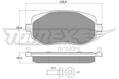 TX1833 TOMEX Brakes Комплект тормозных колодок, дисковый тормоз