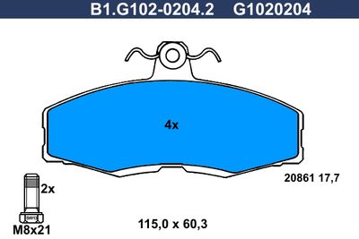 B1G10202042 GALFER Комплект тормозных колодок, дисковый тормоз