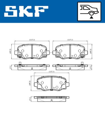 VKBP90569A SKF Комплект тормозных колодок, дисковый тормоз