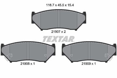 2190701 TEXTAR Комплект тормозных колодок, дисковый тормоз