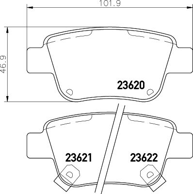 8DB355029621 HELLA Комплект тормозных колодок, дисковый тормоз