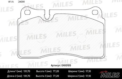 E400105 MILES Комплект тормозных колодок, дисковый тормоз