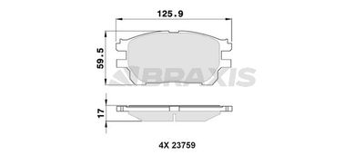 AA0368 BRAXIS Комплект тормозных колодок, дисковый тормоз