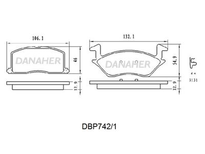 DBP7421 DANAHER Комплект тормозных колодок, дисковый тормоз