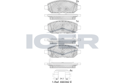 182264 ICER Комплект тормозных колодок, дисковый тормоз