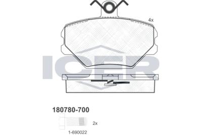 180780700 ICER Комплект тормозных колодок, дисковый тормоз