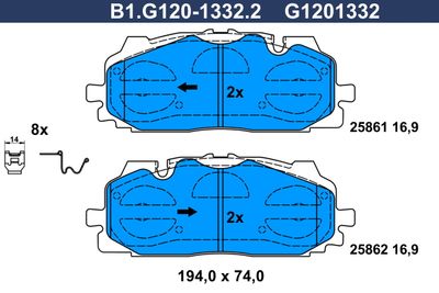 B1G12013322 GALFER Комплект тормозных колодок, дисковый тормоз