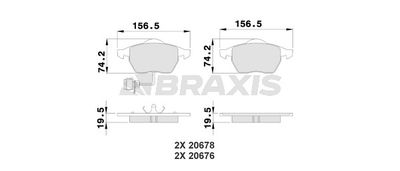 AB0208 BRAXIS Комплект тормозных колодок, дисковый тормоз
