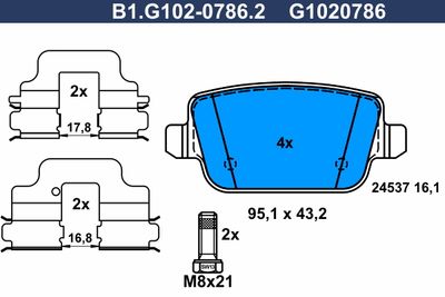 B1G10207862 GALFER Комплект тормозных колодок, дисковый тормоз