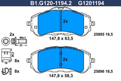B1G12011942 GALFER Комплект тормозных колодок, дисковый тормоз