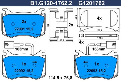 B1G12017622 GALFER Комплект тормозных колодок, дисковый тормоз