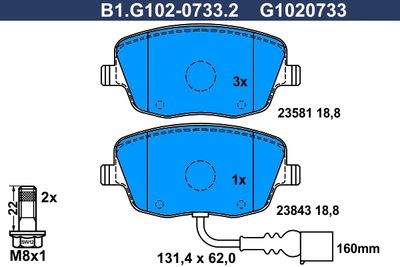 B1G10207332 GALFER Комплект тормозных колодок, дисковый тормоз