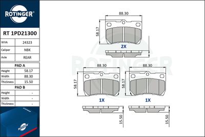 RT1PD21300 ROTINGER Комплект тормозных колодок, дисковый тормоз