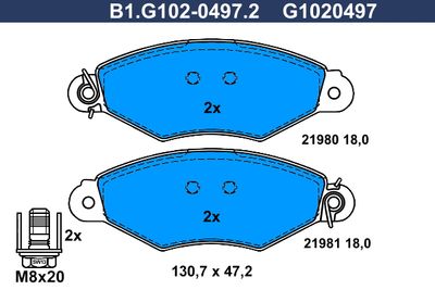 B1G10204972 GALFER Комплект тормозных колодок, дисковый тормоз