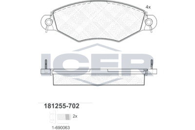181255702 ICER Комплект тормозных колодок, дисковый тормоз