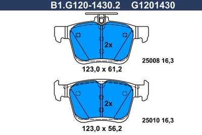 B1G12014302 GALFER Комплект тормозных колодок, дисковый тормоз
