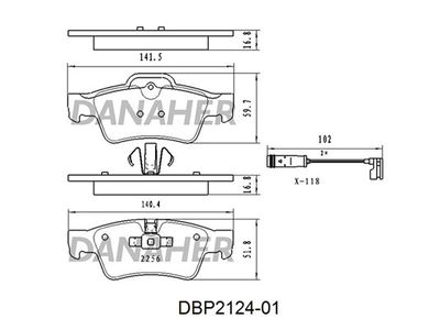 DBP212401 DANAHER Комплект тормозных колодок, дисковый тормоз
