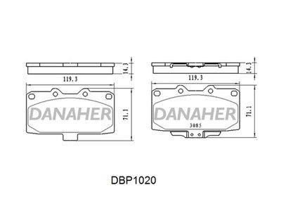 DBP1020 DANAHER Комплект тормозных колодок, дисковый тормоз