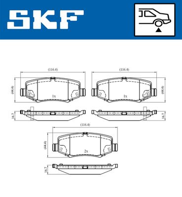 VKBP90374A SKF Комплект тормозных колодок, дисковый тормоз