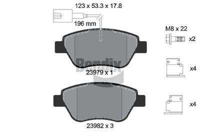 BPD1314 BENDIX Braking Комплект тормозных колодок, дисковый тормоз