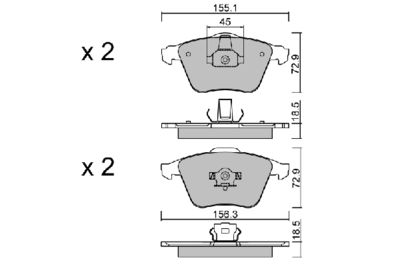 BPFO1010 AISIN Комплект тормозных колодок, дисковый тормоз