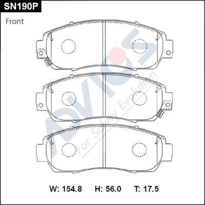 SN190P ADVICS Комплект тормозных колодок, дисковый тормоз