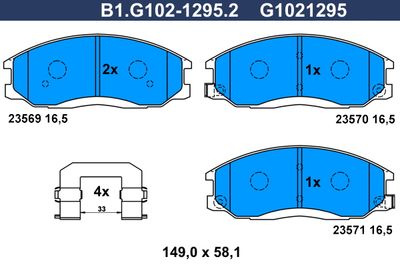 B1G10212952 GALFER Комплект тормозных колодок, дисковый тормоз