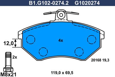 B1G10202742 GALFER Комплект тормозных колодок, дисковый тормоз