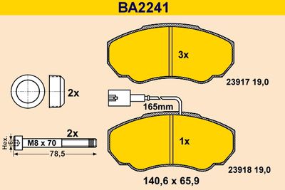 BA2241 BARUM Комплект тормозных колодок, дисковый тормоз