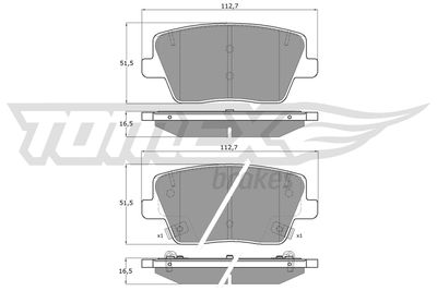 TX1961 TOMEX Brakes Комплект тормозных колодок, дисковый тормоз