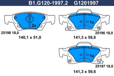 B1G12019972 GALFER Комплект тормозных колодок, дисковый тормоз