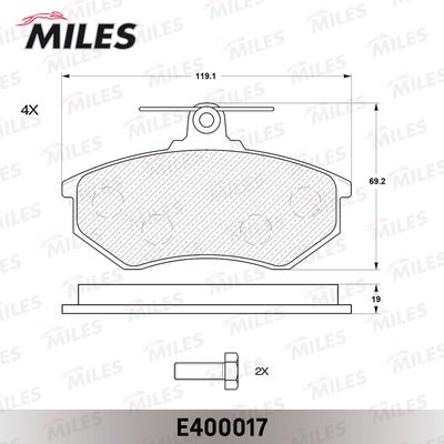 E400017 MILES Комплект тормозных колодок, дисковый тормоз