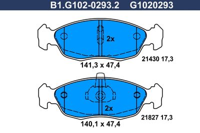 B1G10202932 GALFER Комплект тормозных колодок, дисковый тормоз