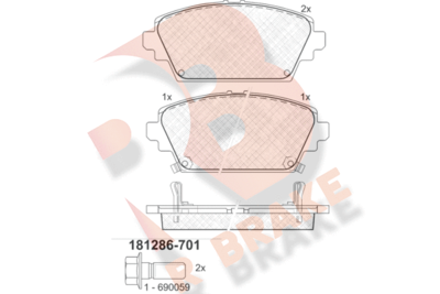 RB1286701 R BRAKE Комплект тормозных колодок, дисковый тормоз