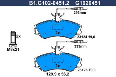 B1G10204512 GALFER Комплект тормозных колодок, дисковый тормоз