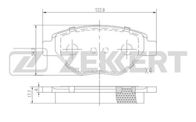 BS1166 ZEKKERT Комплект тормозных колодок, дисковый тормоз